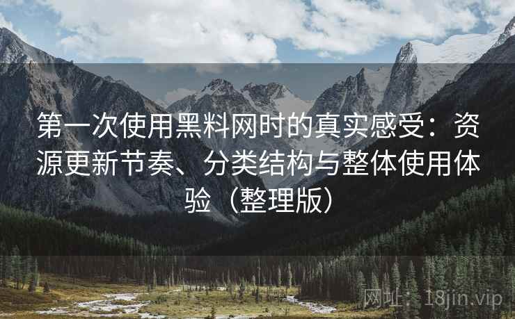 第一次使用黑料网时的真实感受：资源更新节奏、分类结构与整体使用体验（整理版）