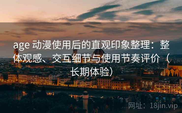 age 动漫使用后的直观印象整理：整体观感、交互细节与使用节奏评价（长期体验）