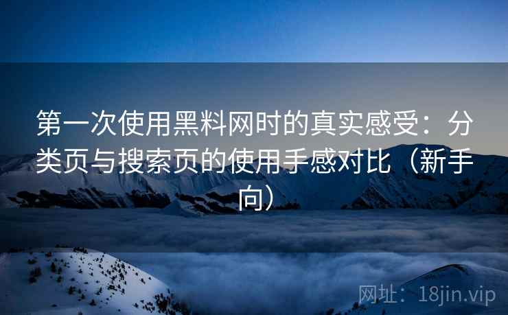 第一次使用黑料网时的真实感受：分类页与搜索页的使用手感对比（新手向）