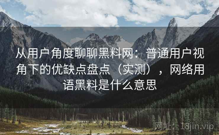 从用户角度聊聊黑料网：普通用户视角下的优缺点盘点（实测），网络用语黑料是什么意思